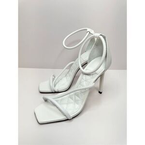 SCHUTZ Dress Sandals Ladies Size 5B White Leather Strappy Open Toe Stiletto Heel